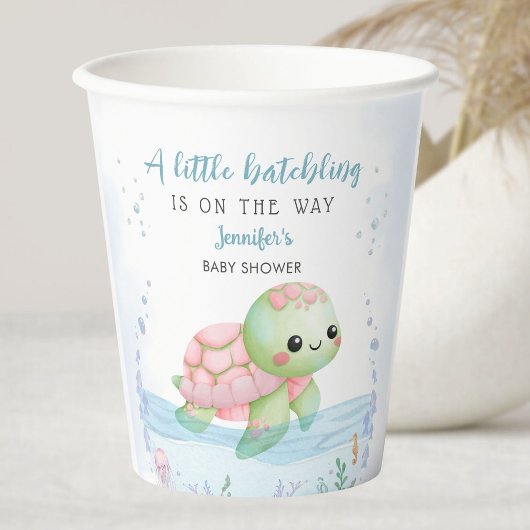 Zee Schildpad Hatchling Girl Baby shower Papier Papieren Bekers