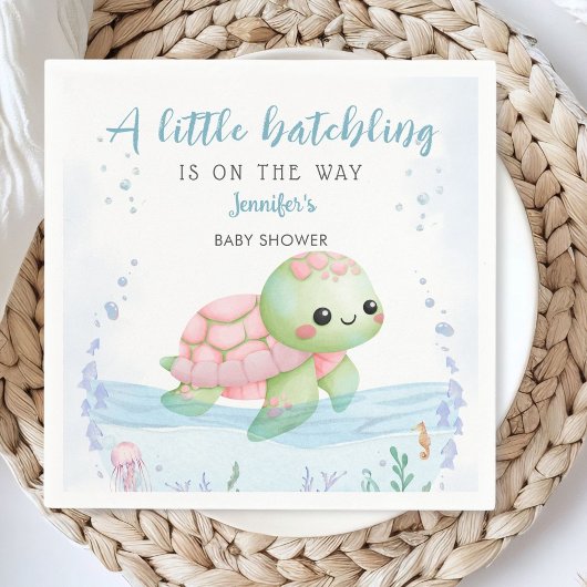 Zee Schildpad Hatchling Meisje Baby shower Papier  Servet