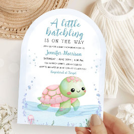 Zee Schildpad Hatchling Meisje Baby shower Pink Ar Kaart