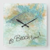 Zee schildpad Het is telkens een prijsopgave Vierkante Klok (Voorkant)