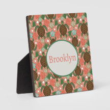 Zee Schildpad & Hibiscus Koraal Roze Bloemen