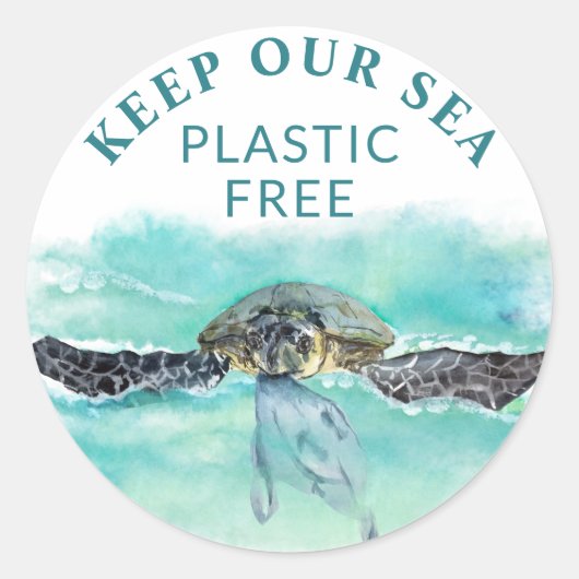 Zee schildpad HOUD ONZE ZEE PLASTIC FREE Conservat Ronde Sticker (Voorkant)