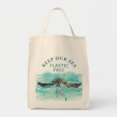 Zee schildpad HOUD ONZE ZEE PLASTIC FREE Conservat Tote Bag (Voorkant)