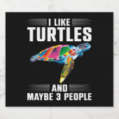 Zee schildpad ik hou van schildpadden sparkling wijnetiket (Enkel label)