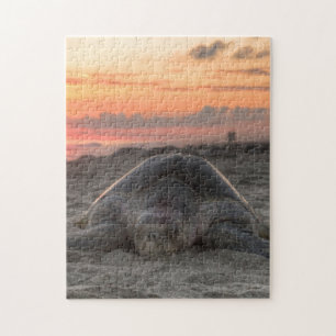 Zee schildpad in de zand legpuzzel