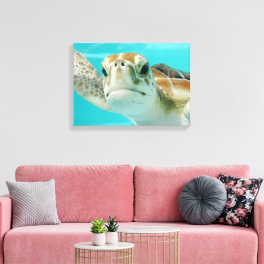 Zee schildpad in Mexicaans waterscanvas met platte Canvas Afdruk (Insitu (Woonkamer))