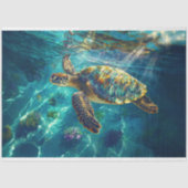 Zee Schildpad in Mooie Blauw Water Decoupage Tissuepapier (Voorkant)