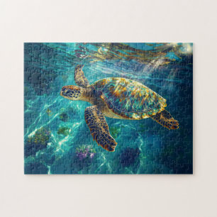 Zee schildpad in prachtig blauw water legpuzzel