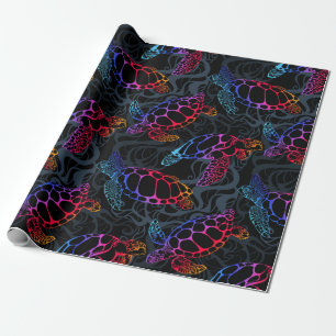 Zee schildpad in psychedelische multicolor kleuren cadeaupapier