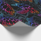 Zee schildpad in psychedelische multicolor kleuren cadeaupapier (Hoek)