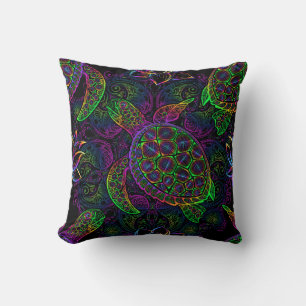 Zee schildpad in psychedelische multicolor kleuren kussen
