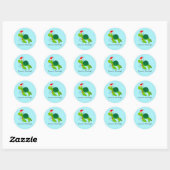 Zee schildpad in Santa Hat Ocean Kerstmis Ronde Sticker (Vel)
