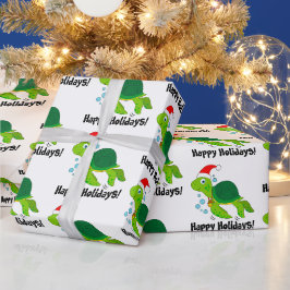 Zee schildpad in Santa Hat Prettige feestdagen T-S Cadeaupapier