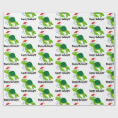 Zee schildpad in Santa Hat Prettige feestdagen T-S Cadeaupapier (Vlak)