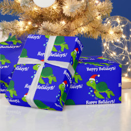 Zee schildpad in Santa Hat Prettige feestdagen T-S Cadeaupapier