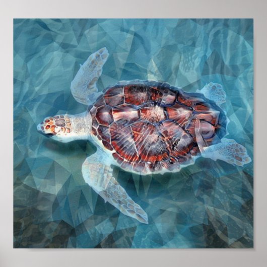 Zee schildpad in turkooisgolven poster (Voorkant)