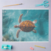 Zee Schildpad in Turquoise Oceaan Decoupage Tissuepapier (Craft)