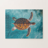 Zee schildpad in turquoise oceaan legpuzzel (Horizontaal)