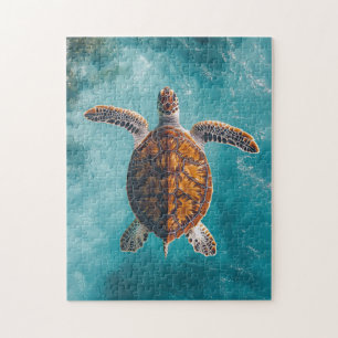 Zee schildpad in turquoise oceaan legpuzzel