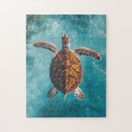 Zee schildpad in turquoise oceaan legpuzzel (Verticaal)