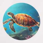 Zee schildpad in Waterverf Labels (Design 2)
