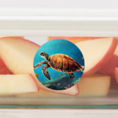 Zee schildpad in Waterverf Labels (Aangebracht)