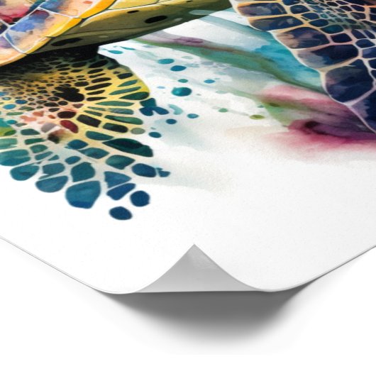 Zee schildpad in waterverf poster (Hoek)
