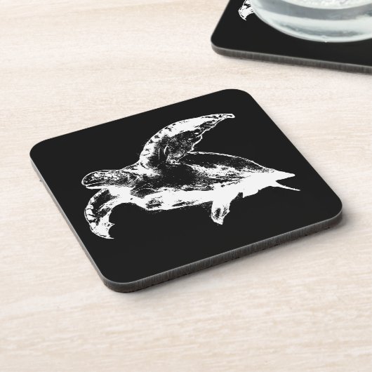 Zee schildpad in wit bier onderzetter (Linkerzijde)