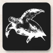 Zee schildpad in wit bier onderzetter (Voorkant)