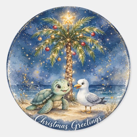 Zee Schildpad Kerst Envelope Zegels (Voorkant)
