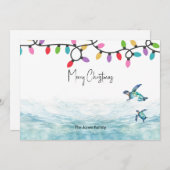 Zee Schildpad Kerst Flat Holiday Kaart (Voorkant / Achterkant)