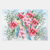 Zee Schildpad & Kerst Poinsettias Wrapping Paper (Voorkant 3)