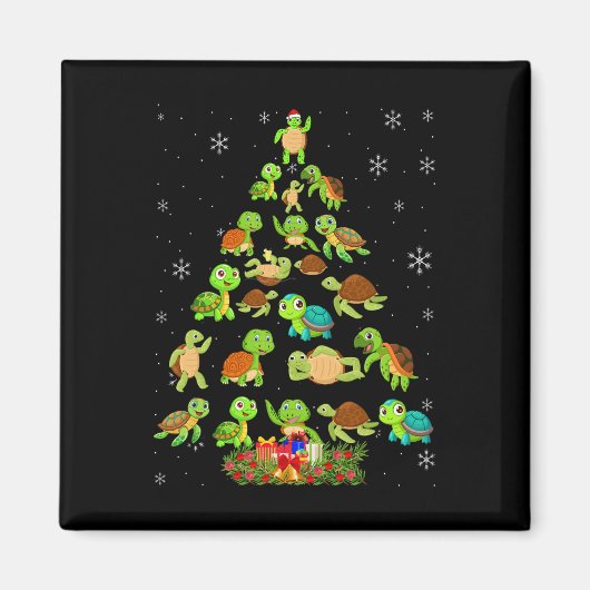 Zee Schildpad Kerstboom Matching Familie Xmas Tre Magneet (Voorkant)