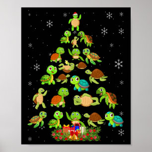 Zee Schildpad Kerstboom Matching Familie Xmas Tre Poster
