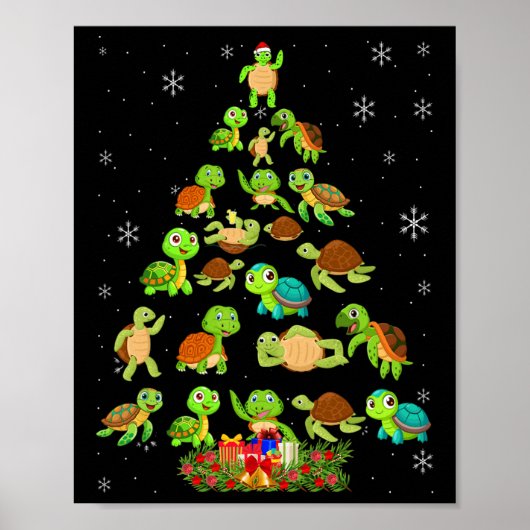 Zee Schildpad Kerstboom Matching Familie Xmas Tre Poster (Voorkant)
