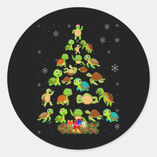 Zee Schildpad Kerstboom Matching Familie Xmas Tre Ronde Sticker