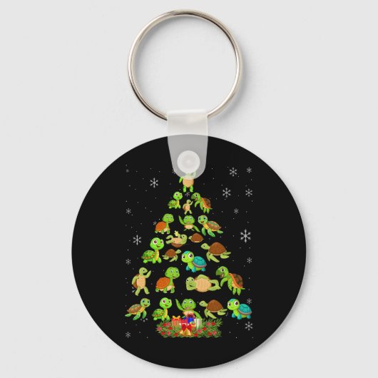 Zee Schildpad Kerstboom Matching Familie Xmas Tre Sleutelhanger (Voorkant)