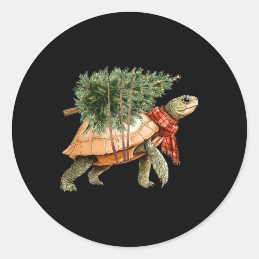 Zee Schildpad Kerstboom Schildpad Strand Liefhebbe Ronde Sticker (Voorkant)