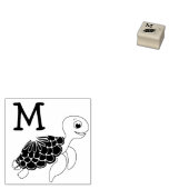 Zee Schildpad Kind Leuke Oceaan Dier Monogram Init Rubberstempel (Gestempeld)