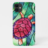Zee Schildpad Kleurrijke Bright Tropical Case-Mate iPhone Case (Achterkant)