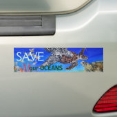 Zee schildpad kunst bedreigde diersoorten bumpersticker (Op auto)