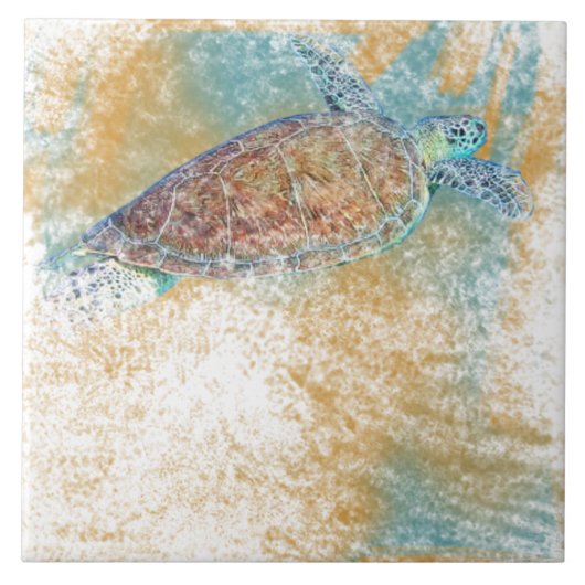 Zee schildpad Kunstkunst Kustkunst Tegeltje (Voorkant)