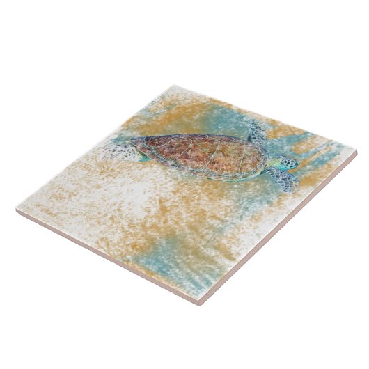 Zee schildpad Kunstkunst Kustkunst Tegeltje (Zijkant)