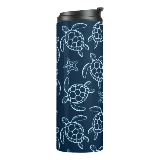 Zee Schildpad Kunstontwerp Tumbler Thermosbeker (Gedraaid links)