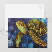 Zee schildpad, kunstproducten voor textiel briefkaart (Voorkant / Achterkant)