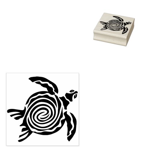 zee schildpad, kunstzegel rubberstempel (Gestempeld)