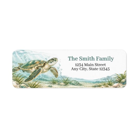 Zee Schildpad Kust Retouradres Labels (Voorkant)