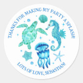 Zee Schildpad, Kwallen en Zeepaardje Oceaan Ronde Sticker (Voorkant)