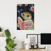 Zee Schildpad Leest Geniet Van Leven Kunstprint - Poster (Thuiskantoor)
