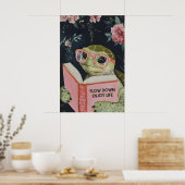 Zee Schildpad Leest Geniet Van Leven Kunstprint - Poster (Keuken)